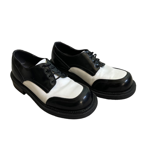 Bed Stu Platform Oxford Lace Up Black and White Loafer with Heel Size 8 main image 7